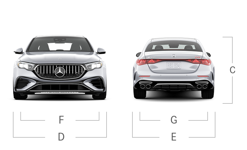 model front and back view diensions